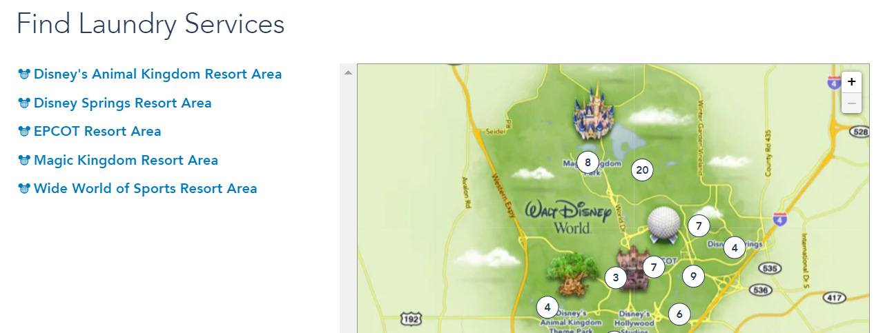 WDW直営ホテルの洗濯乾燥機設置場所を調べるページ