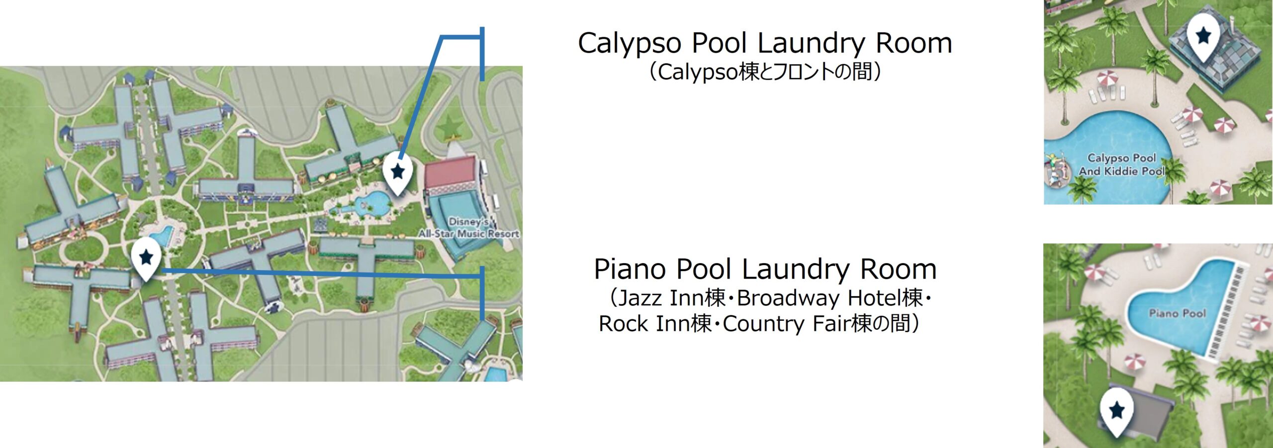 オールスターミュージックリゾートのランドリー位置