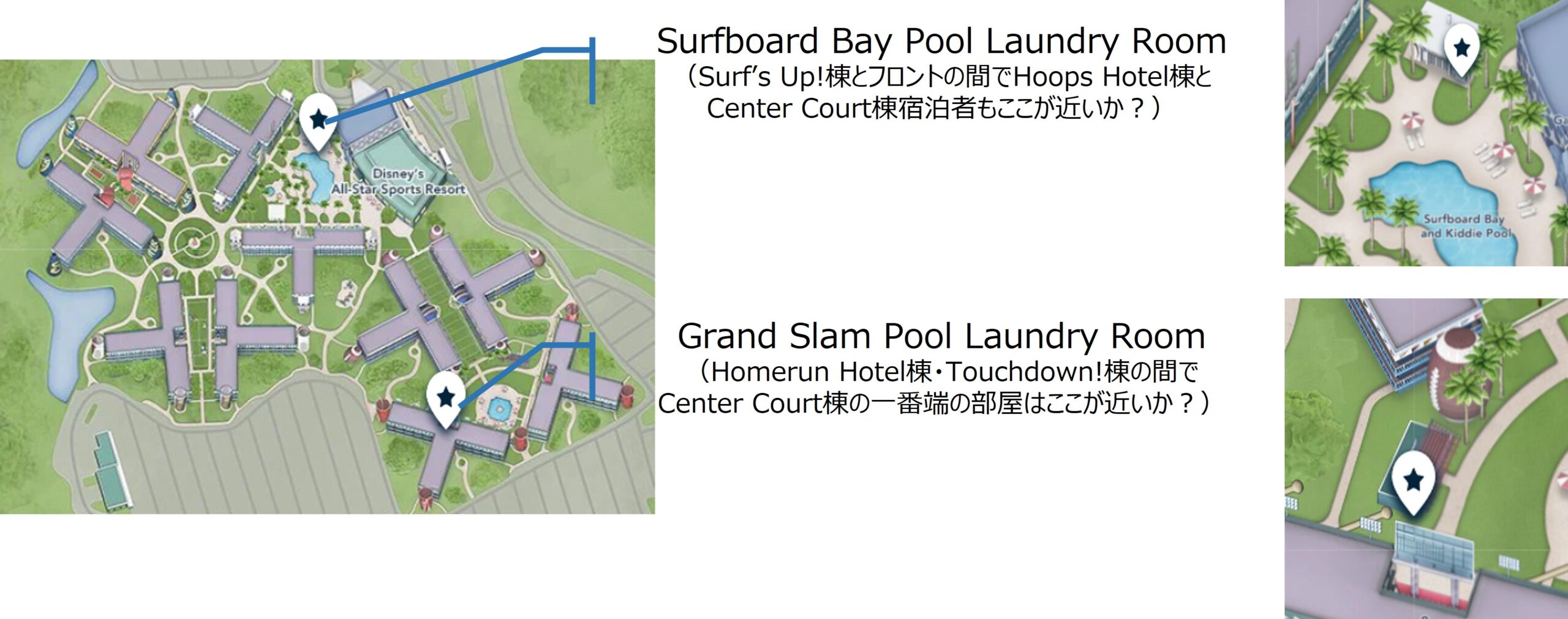 オールスタースポーツリゾートのランドリールーム位置