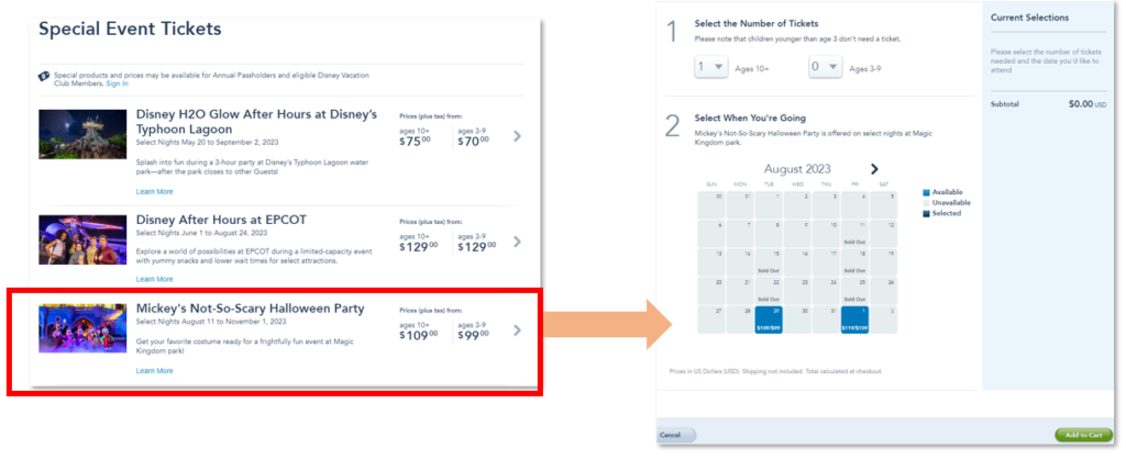 Mickey's Not-So-Scary Halloween Partyチケット購入手順